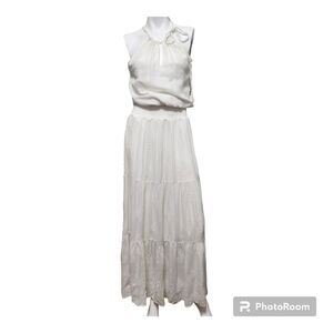Lovestitch Gauze Cream Boho Coastal Cowgirl Maxi Dress Size S
